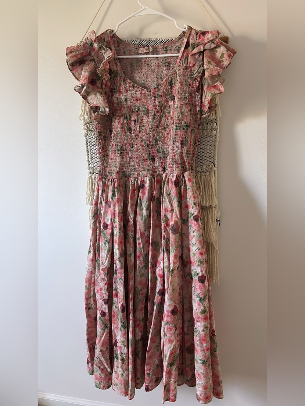 Ivy City Co Hattie Dress in Watercolor Floral Pink Green Red Flutter Sleeve XL